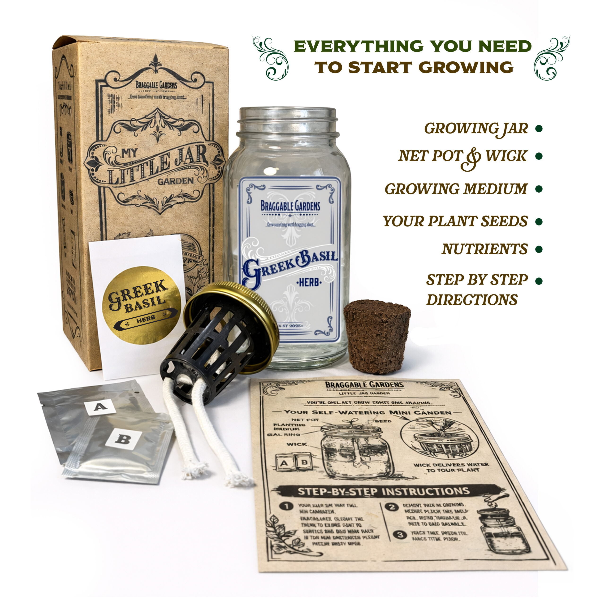 Greek Basil Indoor Herb Garden Kit - Image 4
